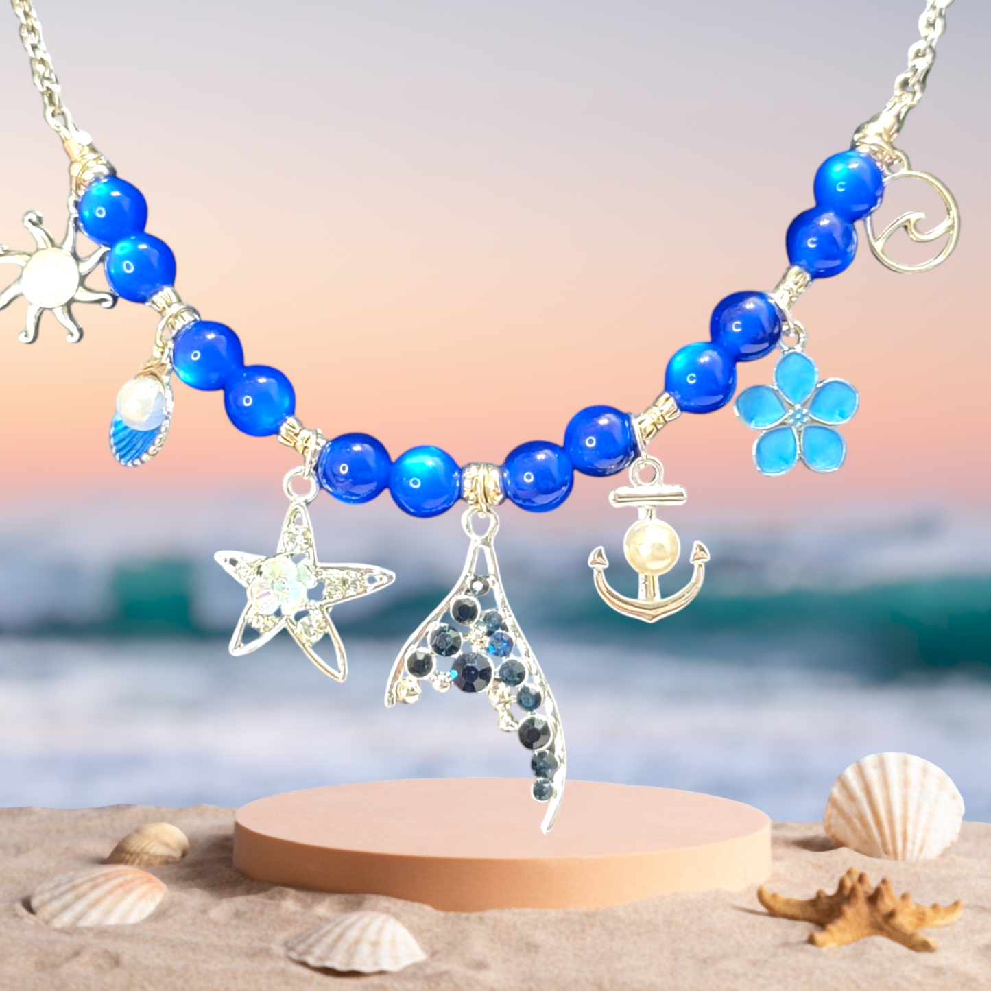 Beaded charm necklace