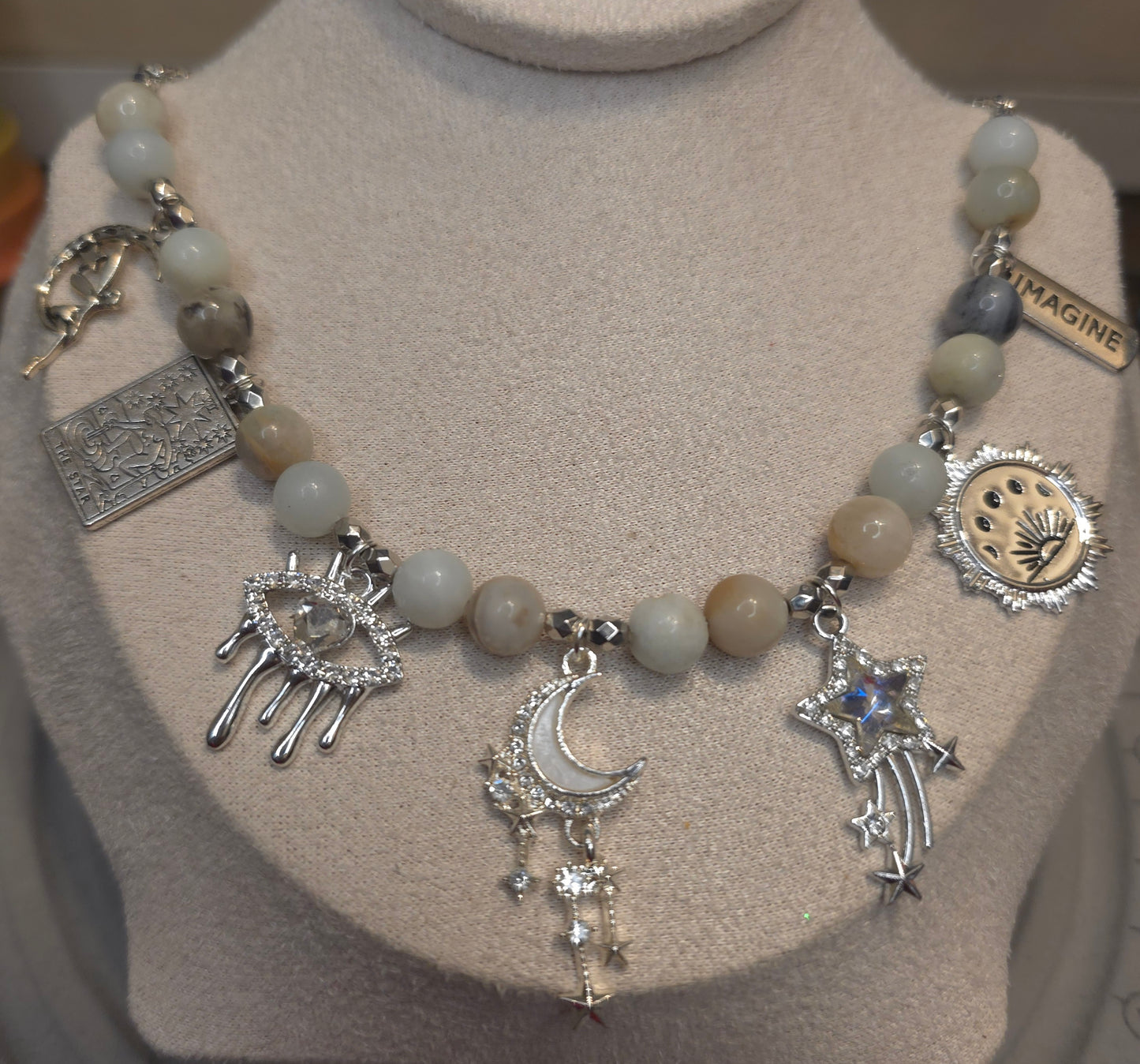 Beaded charm necklace